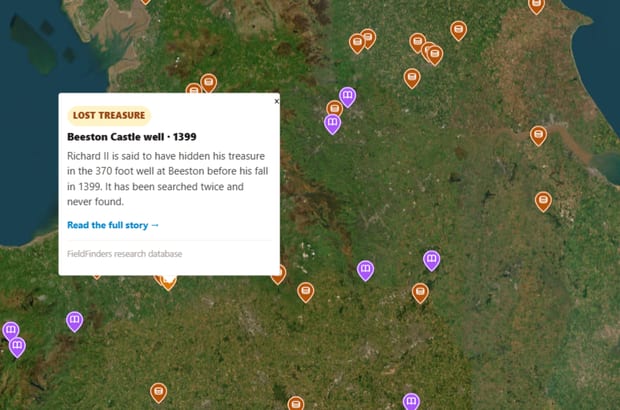 The legends and stories layer: local folklore, treasure tales and recorded traditions pinned to the places they belong to.